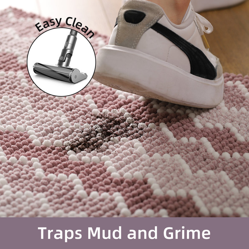 Tapis moelleux antidérapant en chenille de salle de bain Hayzley, L 24 po x L 60 po, Mauve