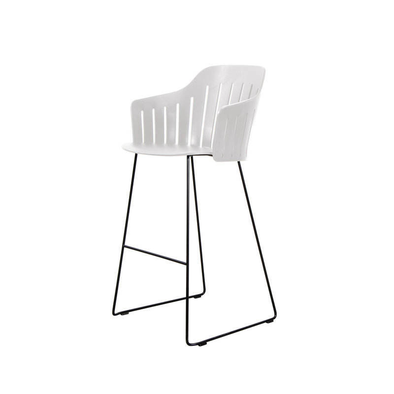 Choice Chair 19.7 lbs Indoor and Bar Sledge Steel Base with Upholstery Cane-line Zen Seat Cover, White/Black