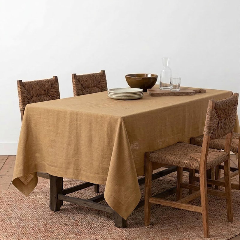 Diana - 100% Pure Linen Tablecloth, 108" L x 60" W, Tobacco Brown, Solid Color