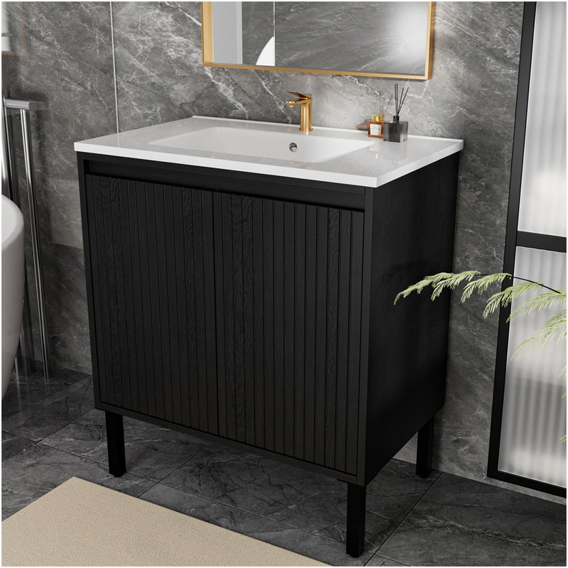 Meuble-lavabo de 30 po sans lavabo, Noir mat
