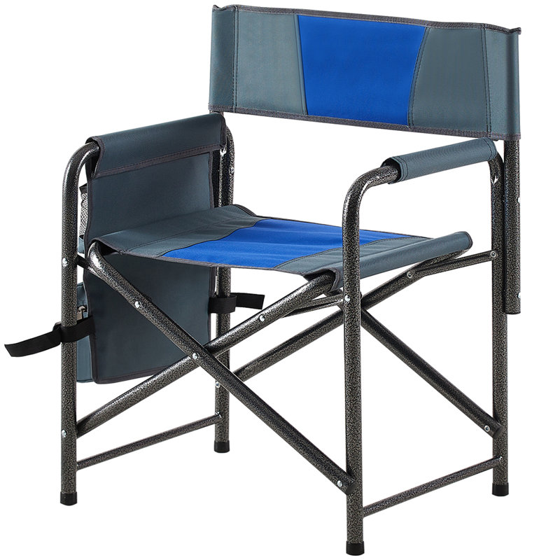 Cloth Folding Chair With Lightweight Steel Frame - Blue/Grey Portable Outdoor Comfortable Padding