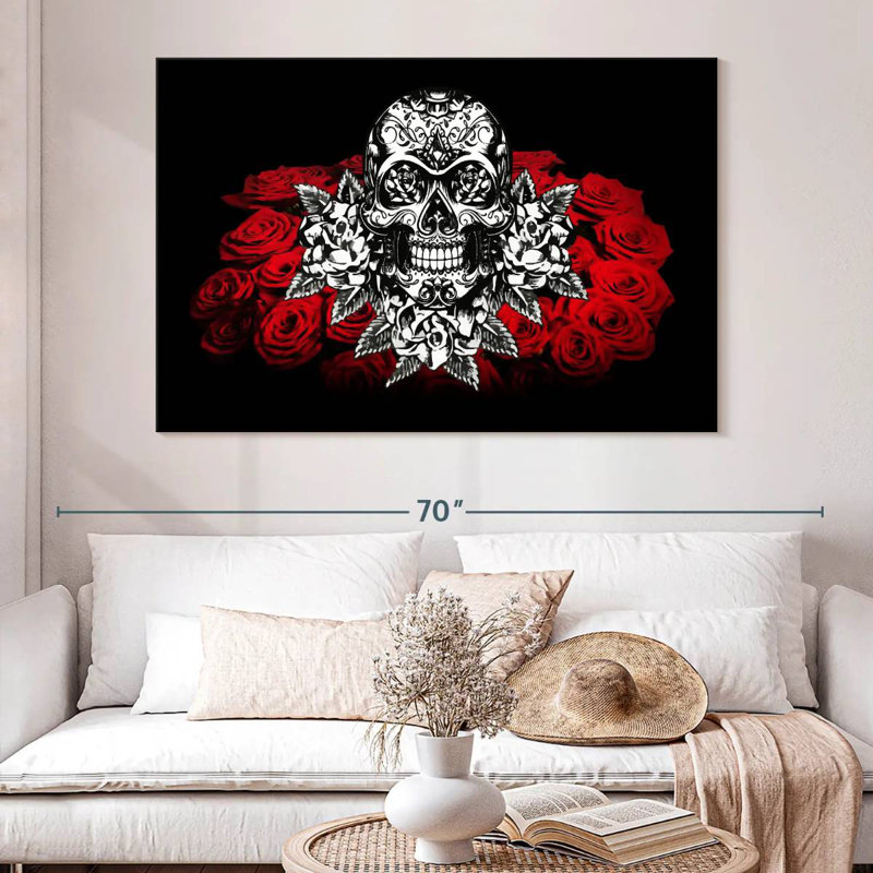 Hitzel Floral Skull, 26" H x 39" W