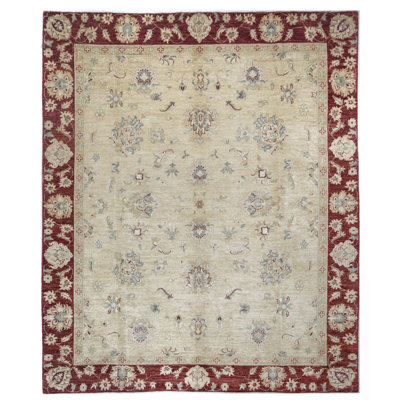 Tapis chameau et rouge noué à la main de haute qualité