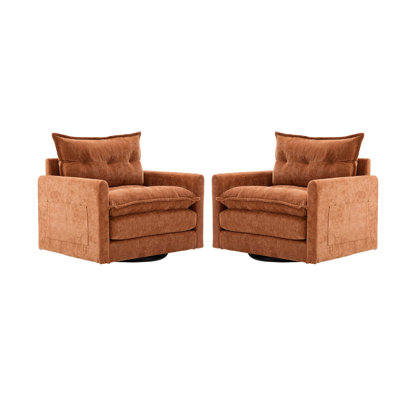 36" Chenille Upholstered Single Swivel Arm Chair*2