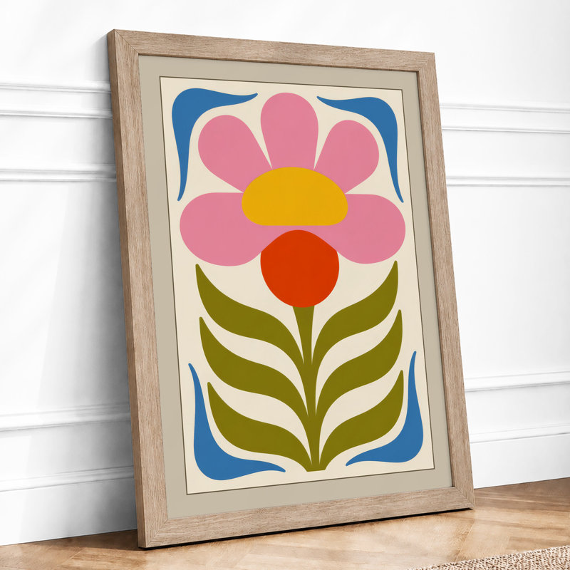 Blooming Geometry Botanical - Framed Print, Oak, A4 - 29.7 x 21.0 cm