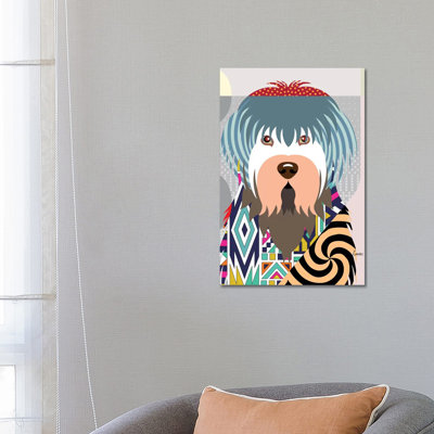 «Old English Sheepdog» par Lanre Studio, impression sur toile tendue