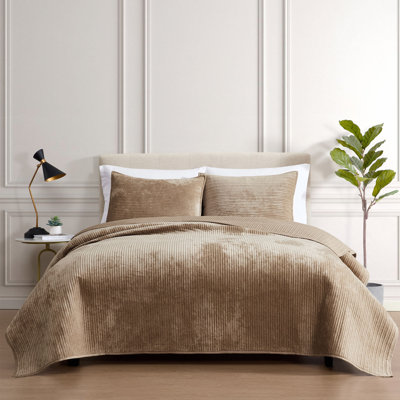Ruby 3 Pc King Taupe Coverlet Set