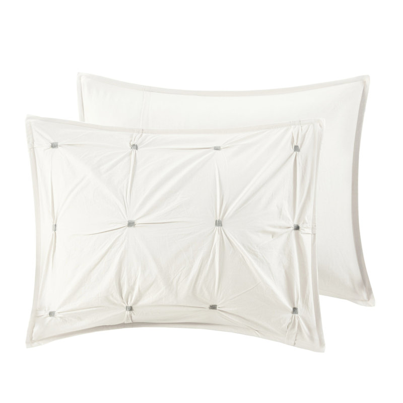 White Comforter Full - 3 Piece Elastic Embroidered Cotton, Fill, Hidden Bartacking To Preserve Cleanliness And Texture, 2 Shams Embroidery Keep Fabric Clean Fluffy,