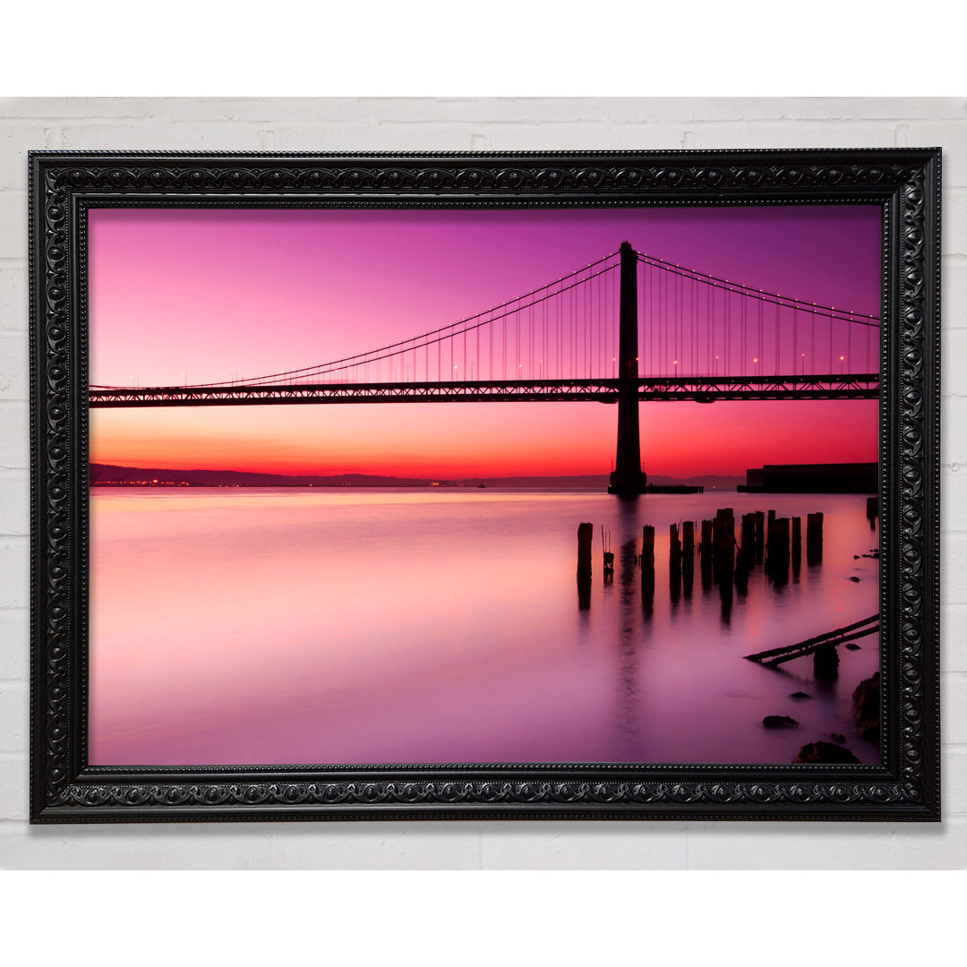 Golden Gate Bridge Pink Serene - Einzelner Bilderrahmen Kunstdrucke