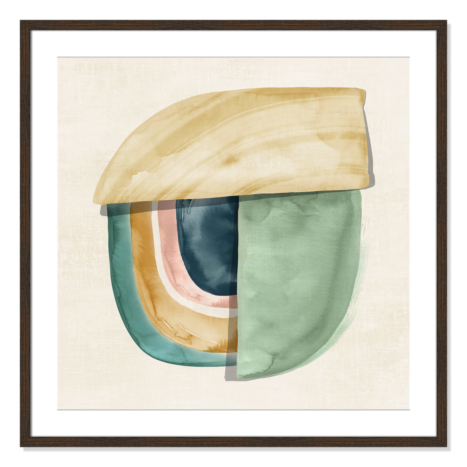 Shape Form II by Emma Peal - Picture Frame Print, 33.25" H x 33.25" W x 0.75" D, Walnut Wood Grain