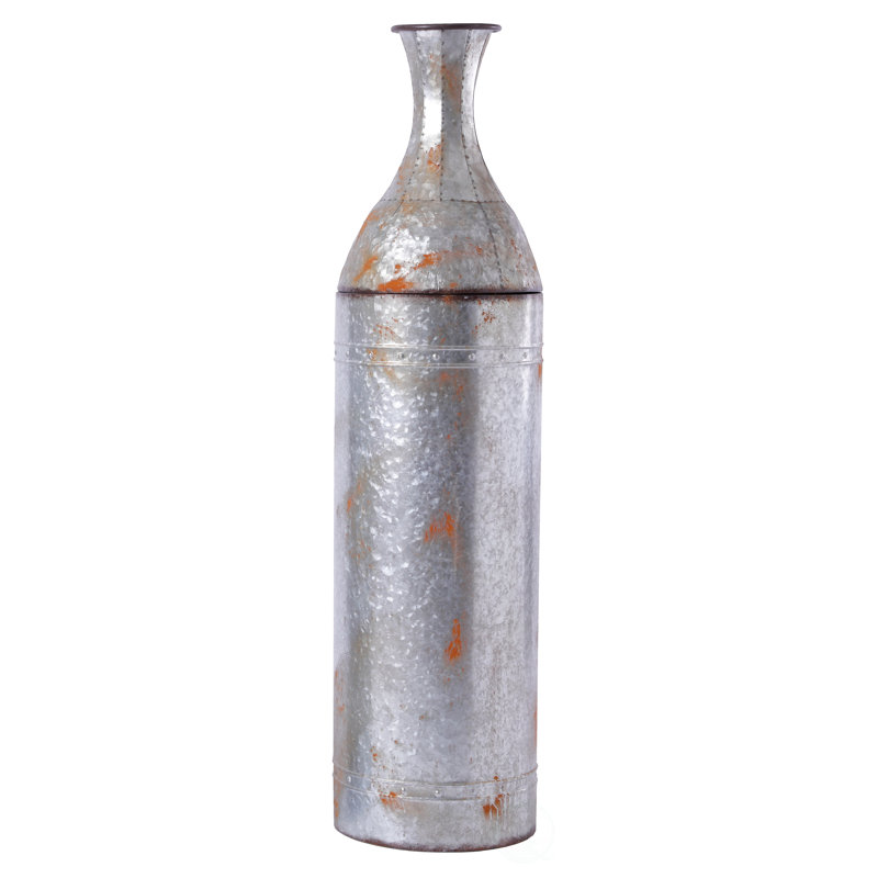 Vase de plancher décoratif en métal galvanisé campagne Hytop, H 43,25 po x L 11 po x P 11 po