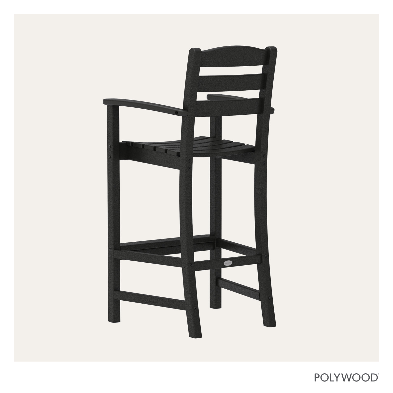 POLYWOOD La Casa Café Bar Arm Chair, Black, Bar Stool (30.13" Seat Height)