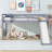 Twin Low Loft Bed With Slide & Safety Guardrails For Kids-1761036975