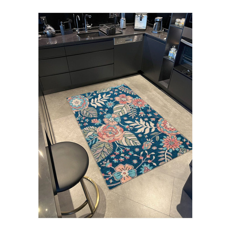 Tapis lavable bleu lierre, Sous-tapis rectangulaire 4 pi 7 po x 6 pi 7 po inc