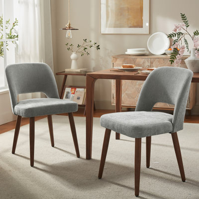  Upholstered Dining Side Chairs with Wood Legs