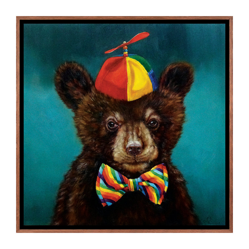 Art encadré d'un bébé ours, Toile classique avec cadre brun, H 26 po x l 26 po x P 1,5 po