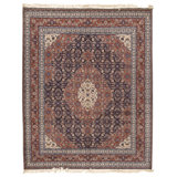 High-Quality Hand-Knotted Navy And Rust Area Rug