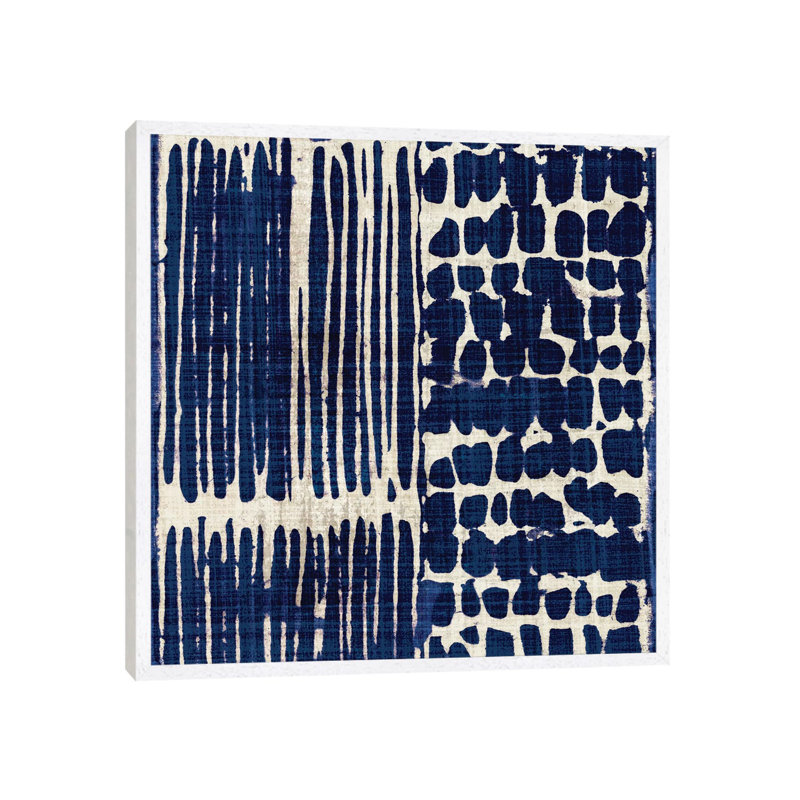 Indigo Batik III 1 Piece Wall Art on Canvas, 66.04 cm H x 66.04 cm W, White Floater Framed