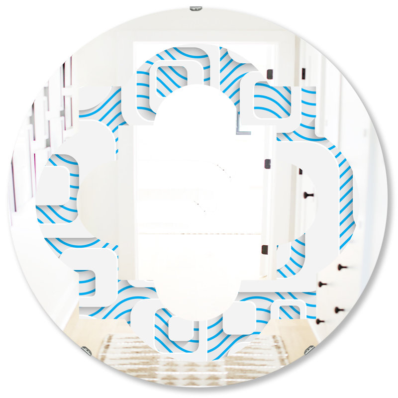 Miroir mural quadrilobe éclectique, H 31,5 po x l po