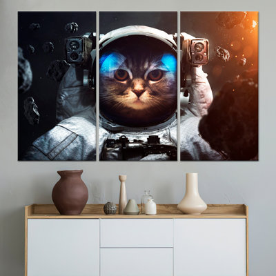 Toile astronaute, art mural en verre imprimé sur toile, toile tendue 3P