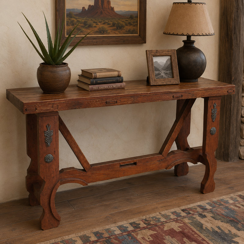Console Yoke avec détails sculptés turquoise