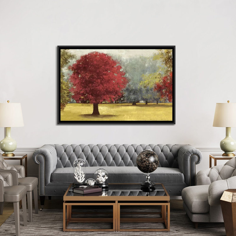 « summer days, red », impression sur toile, H 40 po x l 60 po x P 1,5 po, Toile avec cadre noir, Pas de tapis
