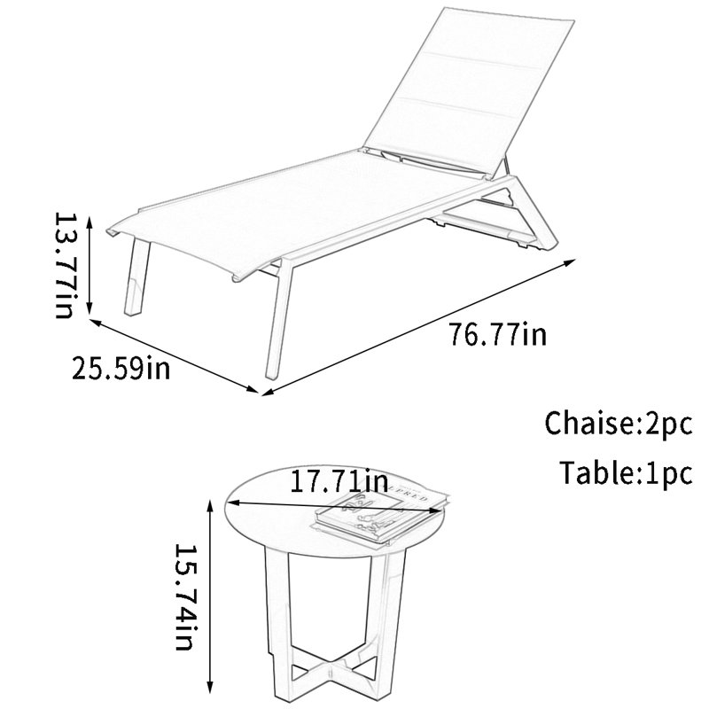 Adjustable Outdoor Chaise Lounge Outdoor Chaise Lounge Set with Table