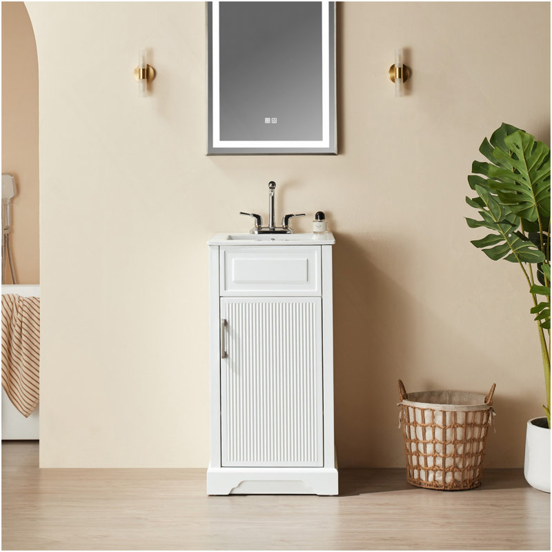 Meuble-lavabo simple autoportant de 18 po avec plateau entièrement assemblé