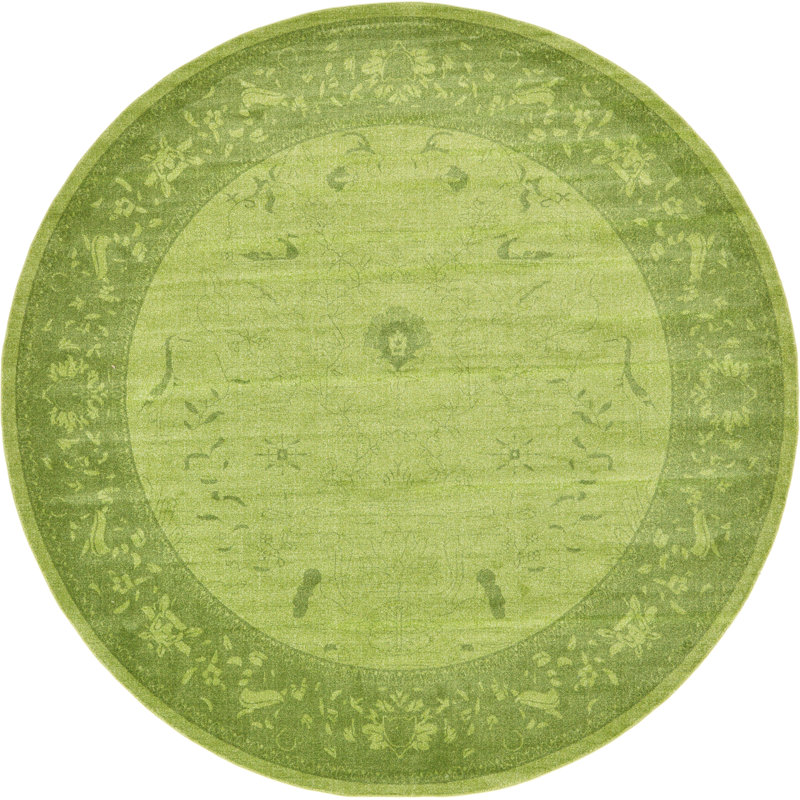 Tapis oriental vert foncé Godina, Carré 10 pi
