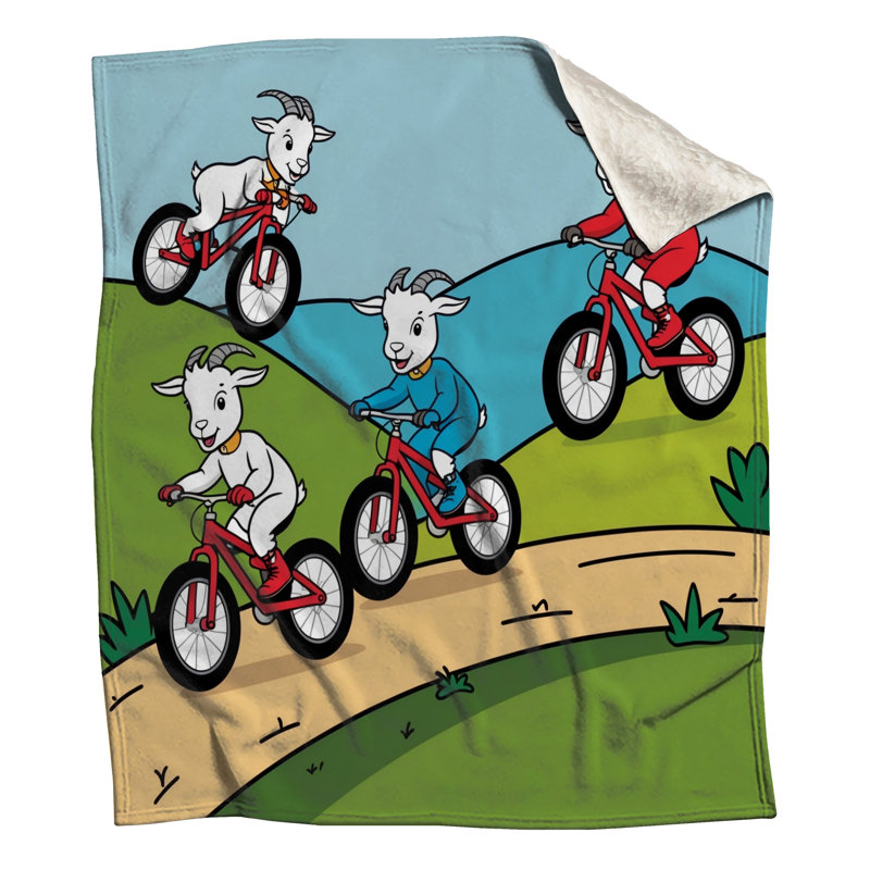 Chèvres chevauchant des couvertures de bicyclettes, L 50 po x H 60 po