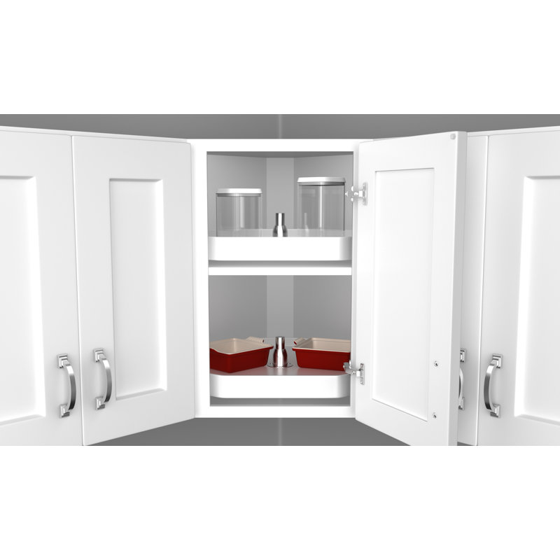 Rev-A-Shelf Polymer D-Shape 2-Shelf Lazy Susan for Corner Wall Cabinets, White, 20" W