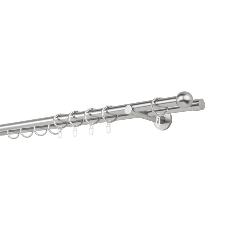 Curtain rod made to measure 20mm ball, 2cm H x 360cm W x 12cm D, Stainless Steel