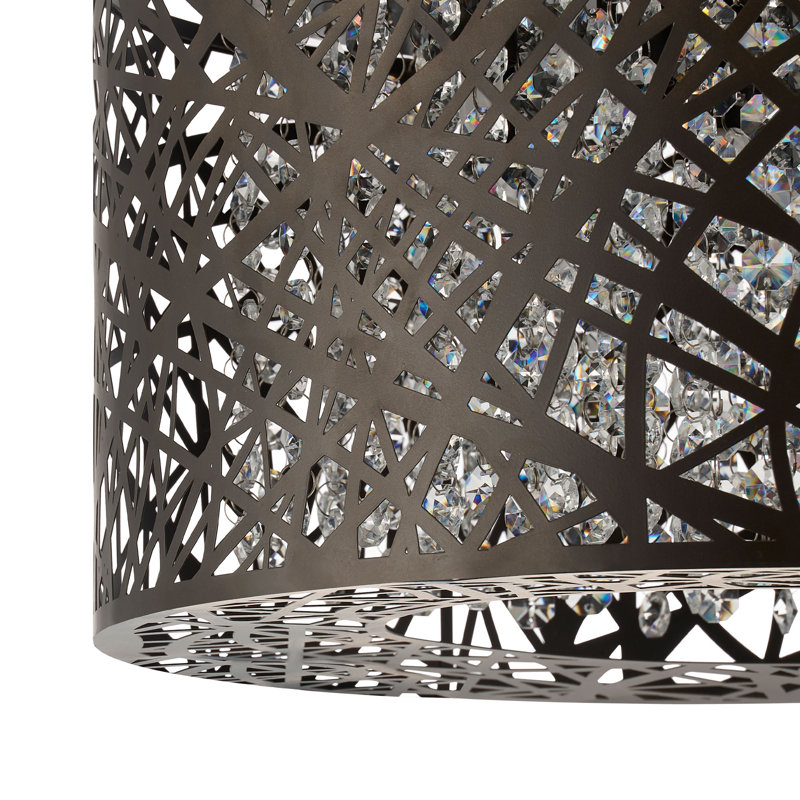 Plafonnier encastré en cristal 7 lumières 15,75 po, Bronze huilé