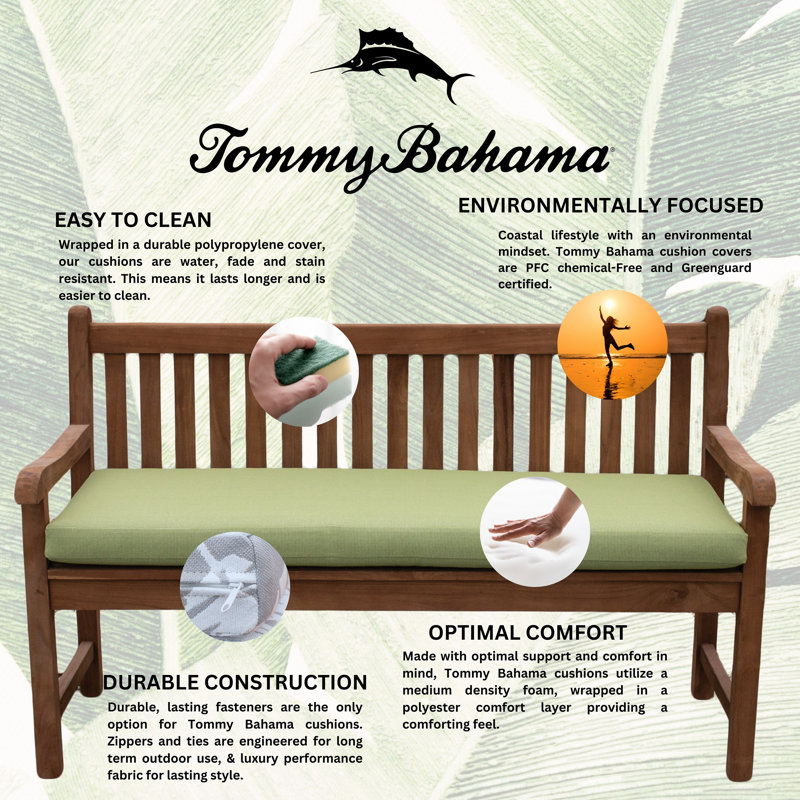 TB Bench Outdoor Cushion, 48"W x 19"L, Bamboo Bay Pear