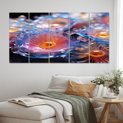 3D Molecules Microscopic Wonders III - Abstract Shapes Wall Art Living Room - 5 Equal Panels