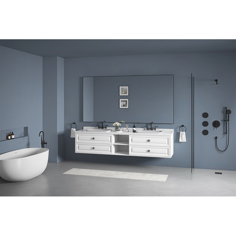 Miroir de salle de bain 84 x 48 po avec cadre en aluminium (miroir inclus seulement), 48 po x 84 po, Noir mat