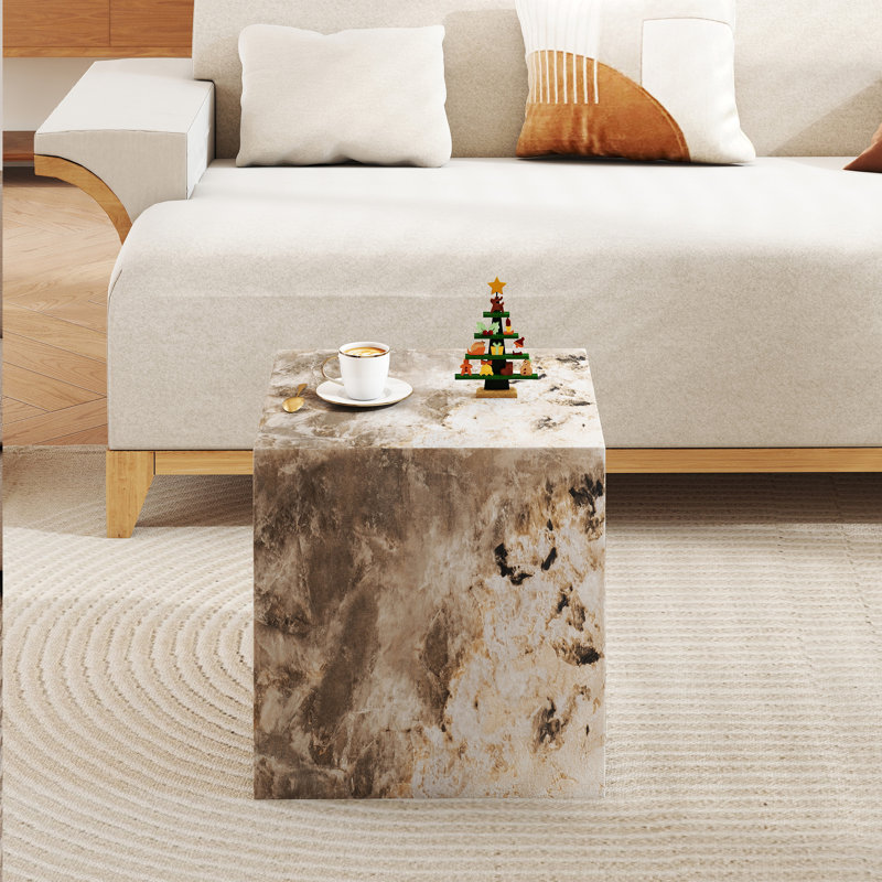 Table de bout haute et table basse en panneau de fibres à densité moyenne 15,7 po Chiel, Beige
