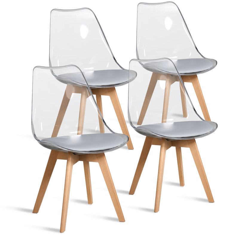 Huron Solid Wood Dining Chair, Grey, 4
