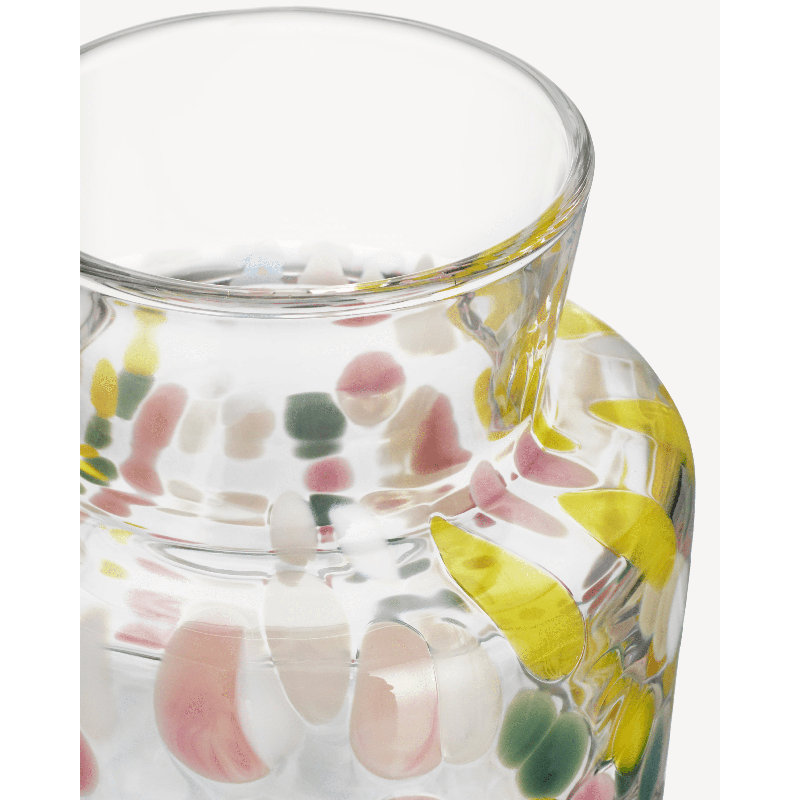 Meadow Glass Table Vase, 4.5" H x 4.3" W x 4.3" D, White/Pink/Yellow/Green