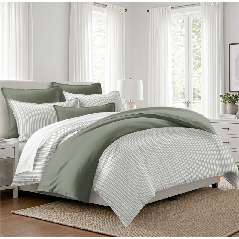 Ensemble d'édredon en coton 6 pièces Belmont Lane, Housse de couette pour très grand lit et 5 pièce, Herbe douce