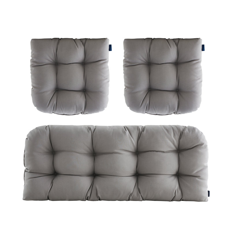 Ensemble de 3 coussins d'extérieur pour causeuse, gris