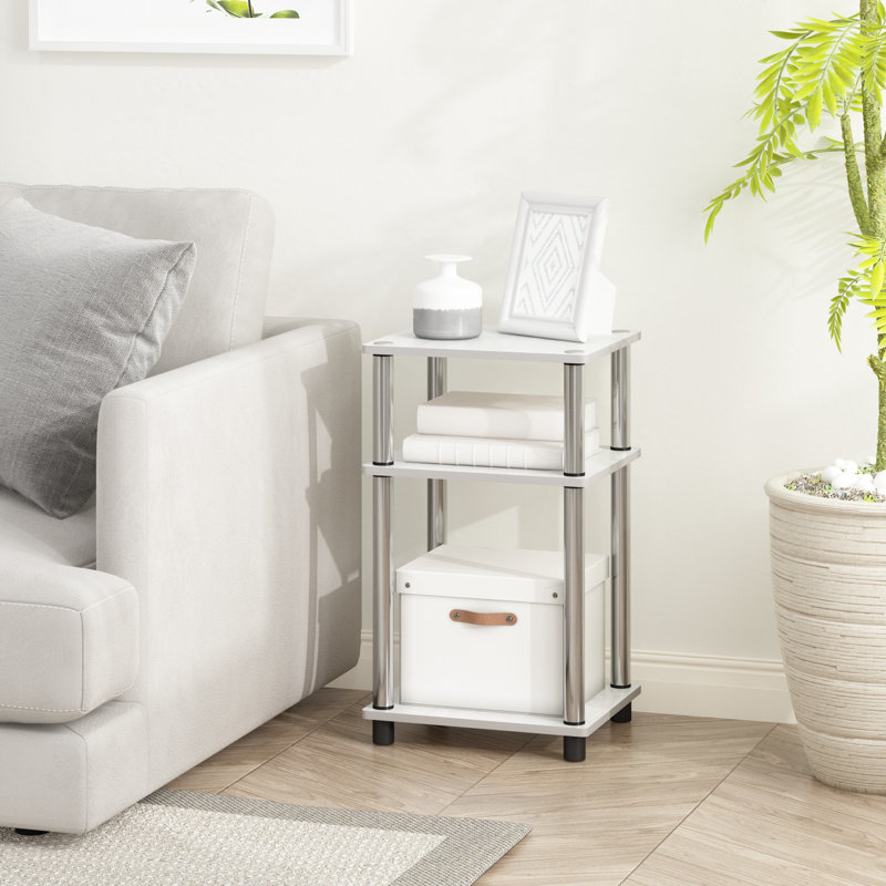 Side Table Set, White Oak/Chrome