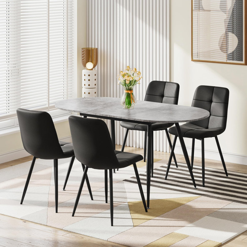 4 - Person Extendable Dining Set, Black, Grey