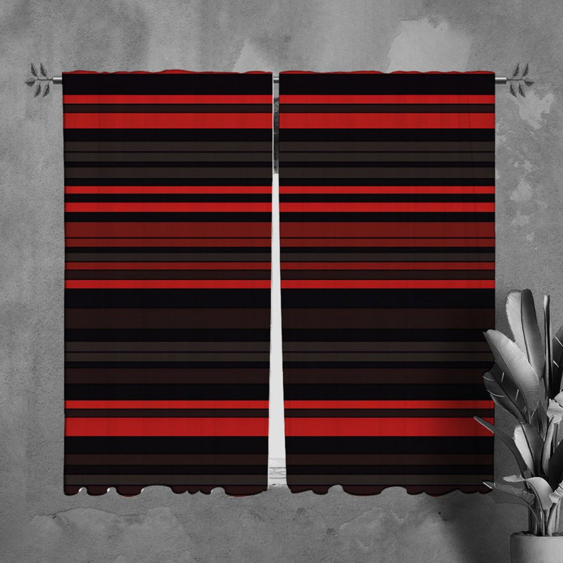 Horizontal Window Curtains Pattern Black Drapes 7745, L 40 po x L 61 po