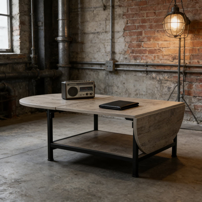 Table basse extensible pliante avec tablette de rangement