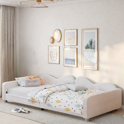 Daybed Upholstered Elegant Daybed With Cloud-shaped Backrest And Two Armrests by Lark Manor