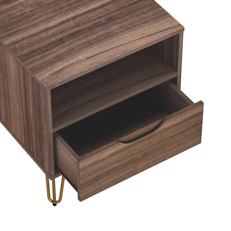Ensemble de chambre à coucher avec commode et table de chevet 2 pièces Avira, Brun