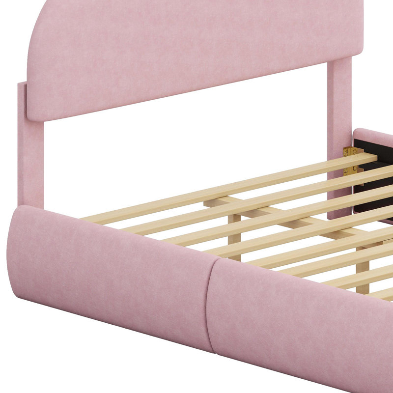 Fun Character-Style Platform Bed with Distinctive Ear Headboard and Soft Glow Illumination