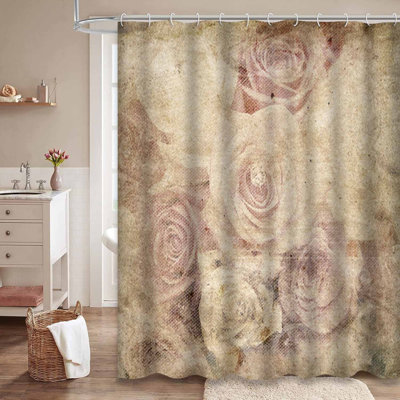Vintage Romantic Roses Flower Rose Fabric Floral Wallpaper with 12 Hooks