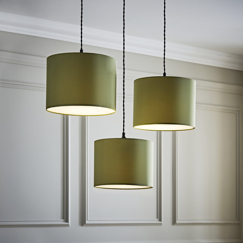22cm H Blended Fabric Drum Pendant Shade, Green